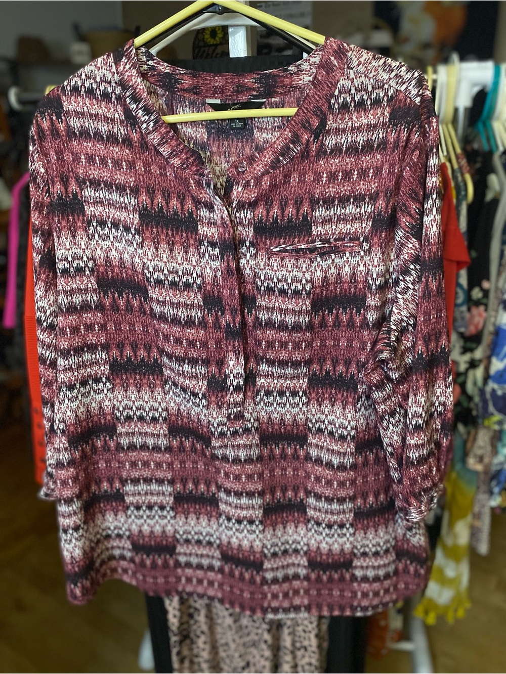 GNW Purple Patchwork Patterned Top